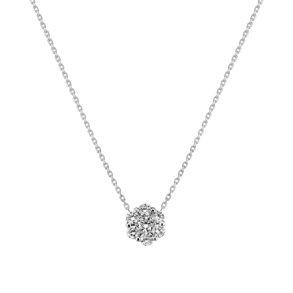 14ct white gold diamond necklace Shiny Flower