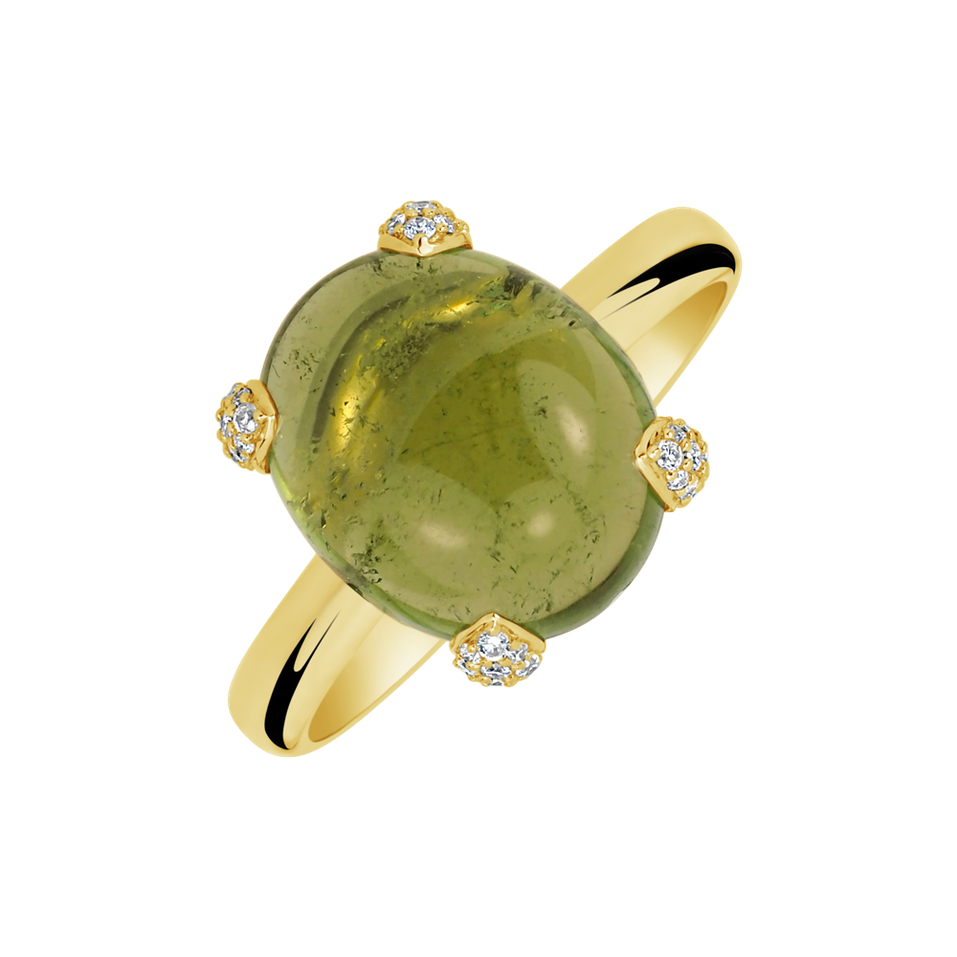 Diamond ring with Tourmaline Destri