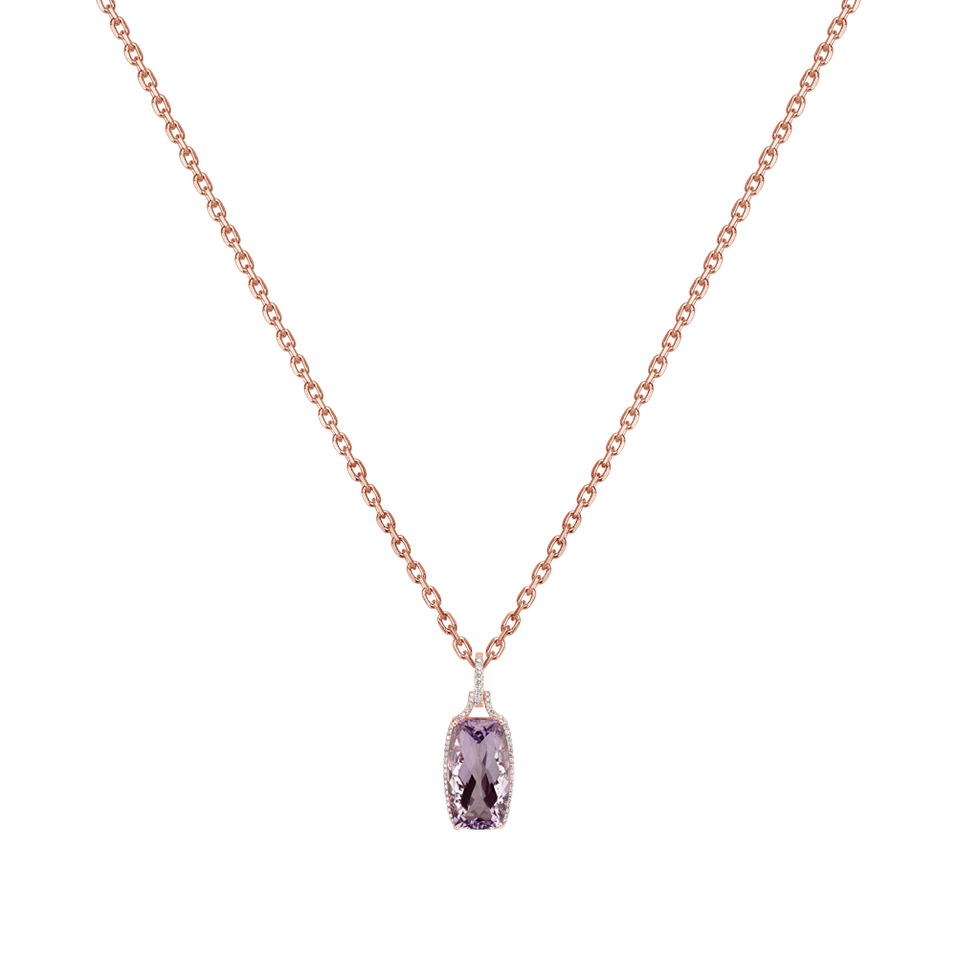 18ct rose gold diamond pendant with Amethyst Pink New Dimension