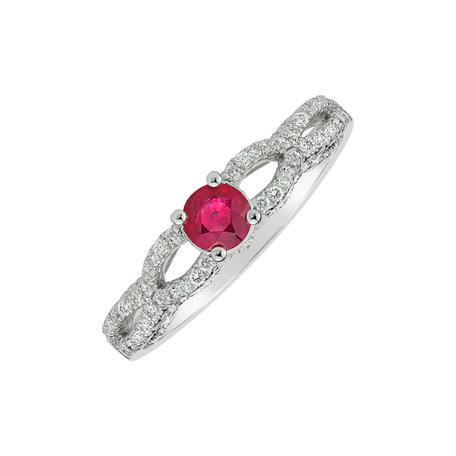 Diamond ring with Ruby Blazing Heart