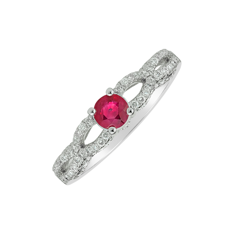 Diamond ring with Ruby Blazing Heart