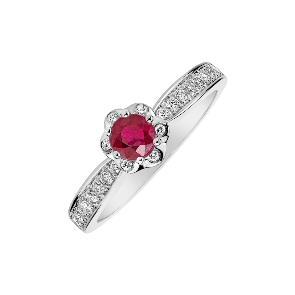 Diamond ring with Ruby Zafira