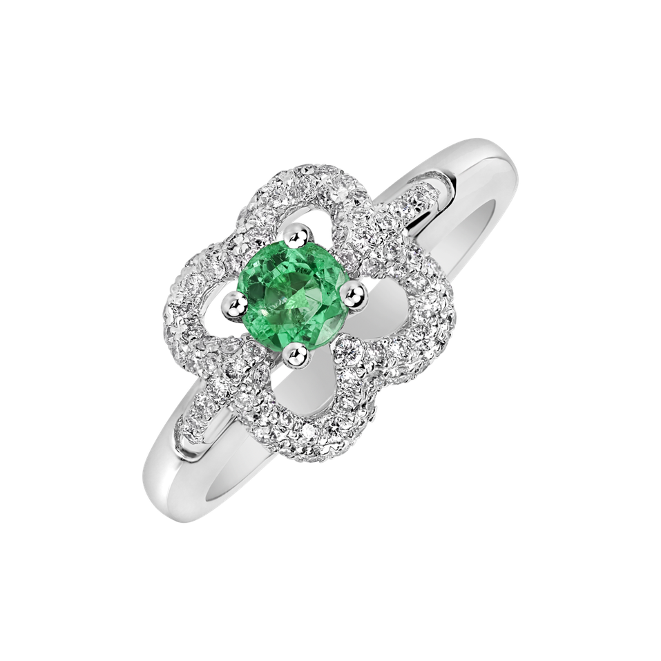 Diamond ring with Emerald Cate