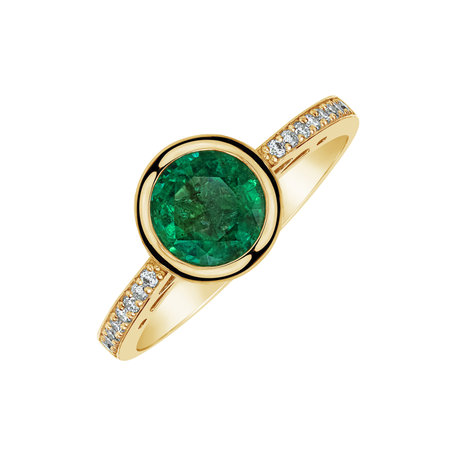 Diamond ring with Emerald Adena