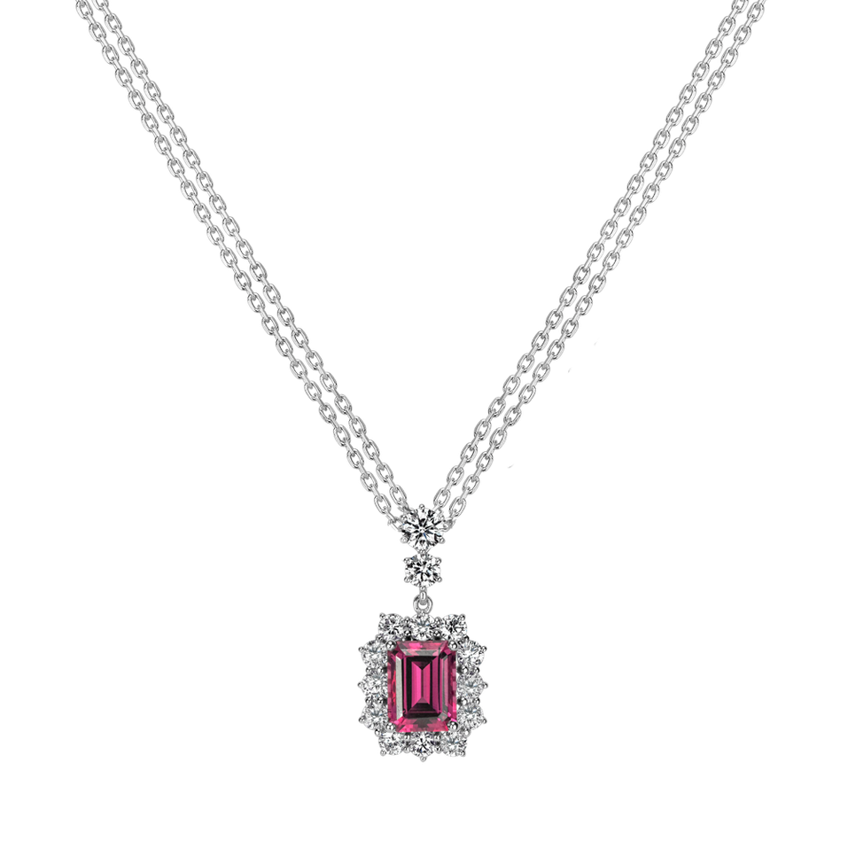 Diamond necklace with Rhodolite Rosemary