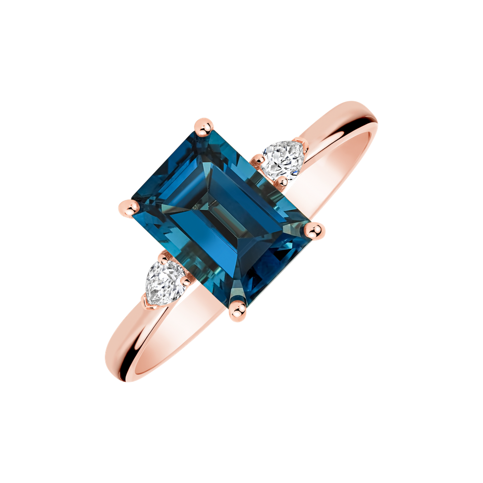 Diamond ring with Topaz Navy Cordelia