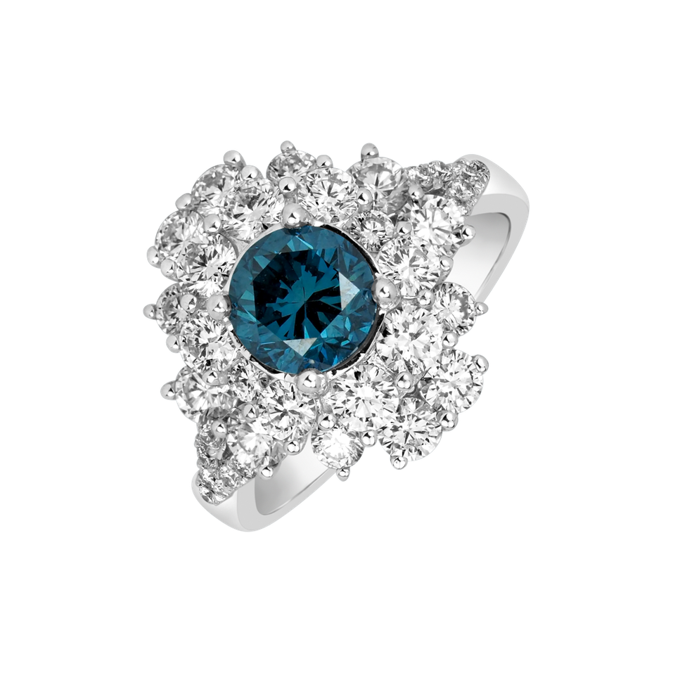 Ring with blue diamonds and white diamonds Sky Tear