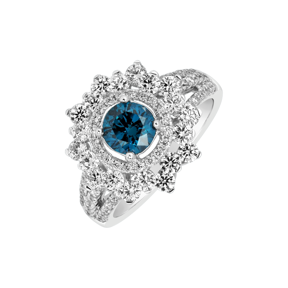 Ring with blue diamonds and white diamonds Royal Despair