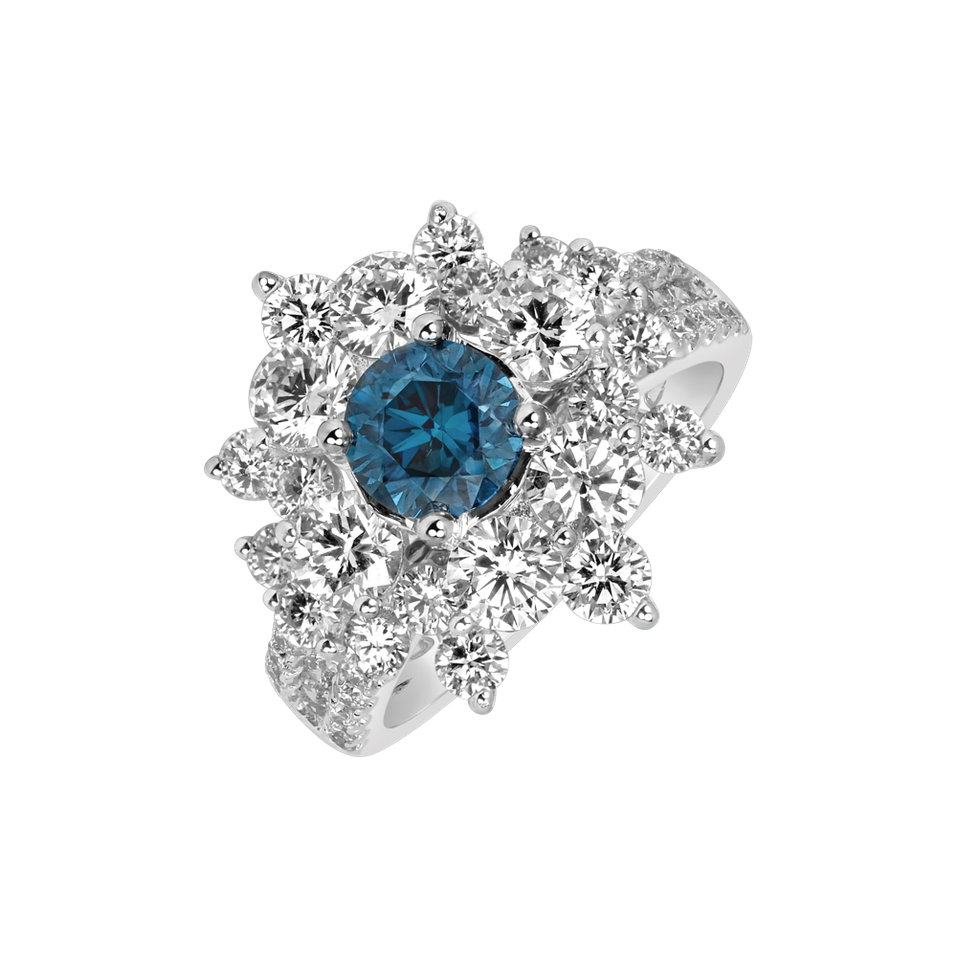 Ring with blue diamonds and white diamonds Blue Treasure