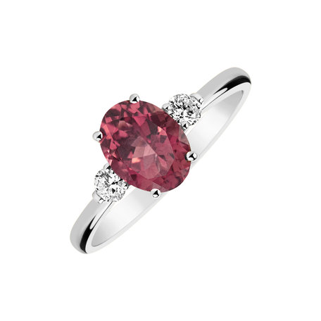 Diamond ring with Tourmaline Rosy Reverie