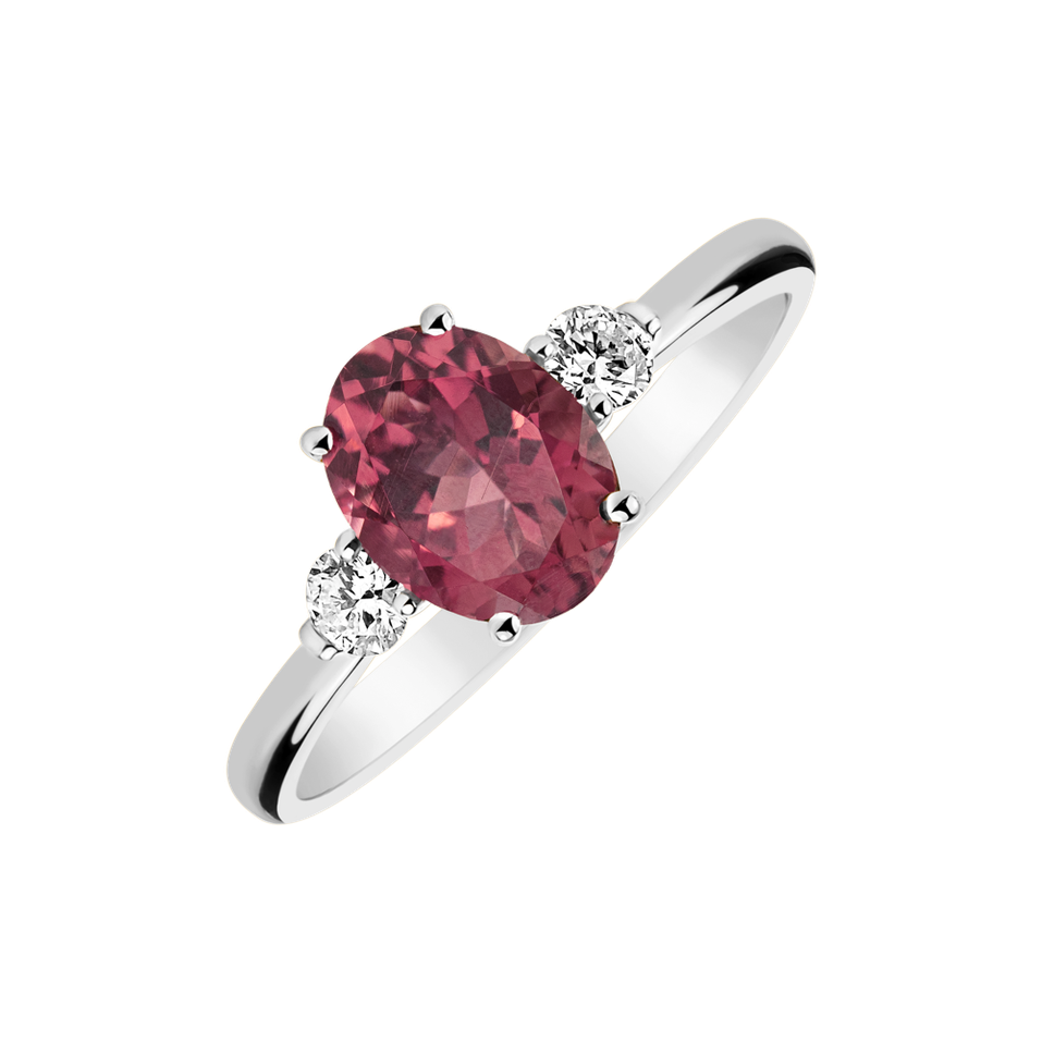 Diamond ring with Tourmaline Rosy Reverie