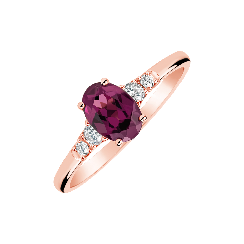 Diamond ring with Rhodolite Elysandria