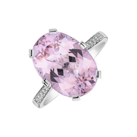 Diamond ring with Kunzite Fairytale Seraph