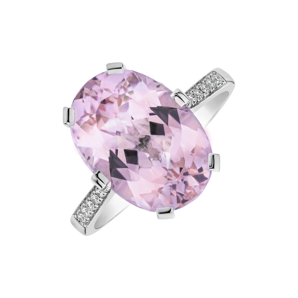 Diamond ring with Kunzite Fairytale Seraph