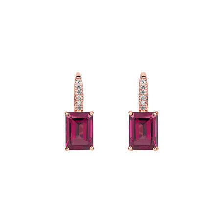 Diamond earrings with Rhodolite Carlotta