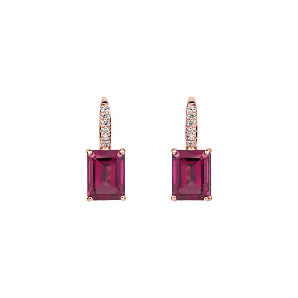 Diamond earrings with Rhodolite Carlotta