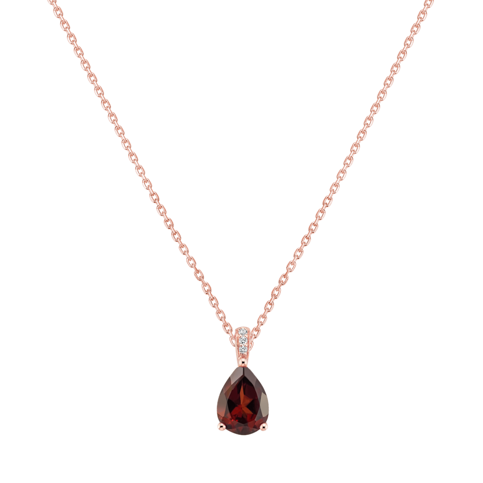 Diamonds necklace with Garnet Tearfall