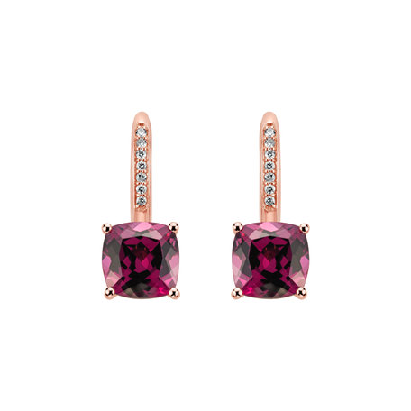 Diamond earrings with Rhodolite Calliope