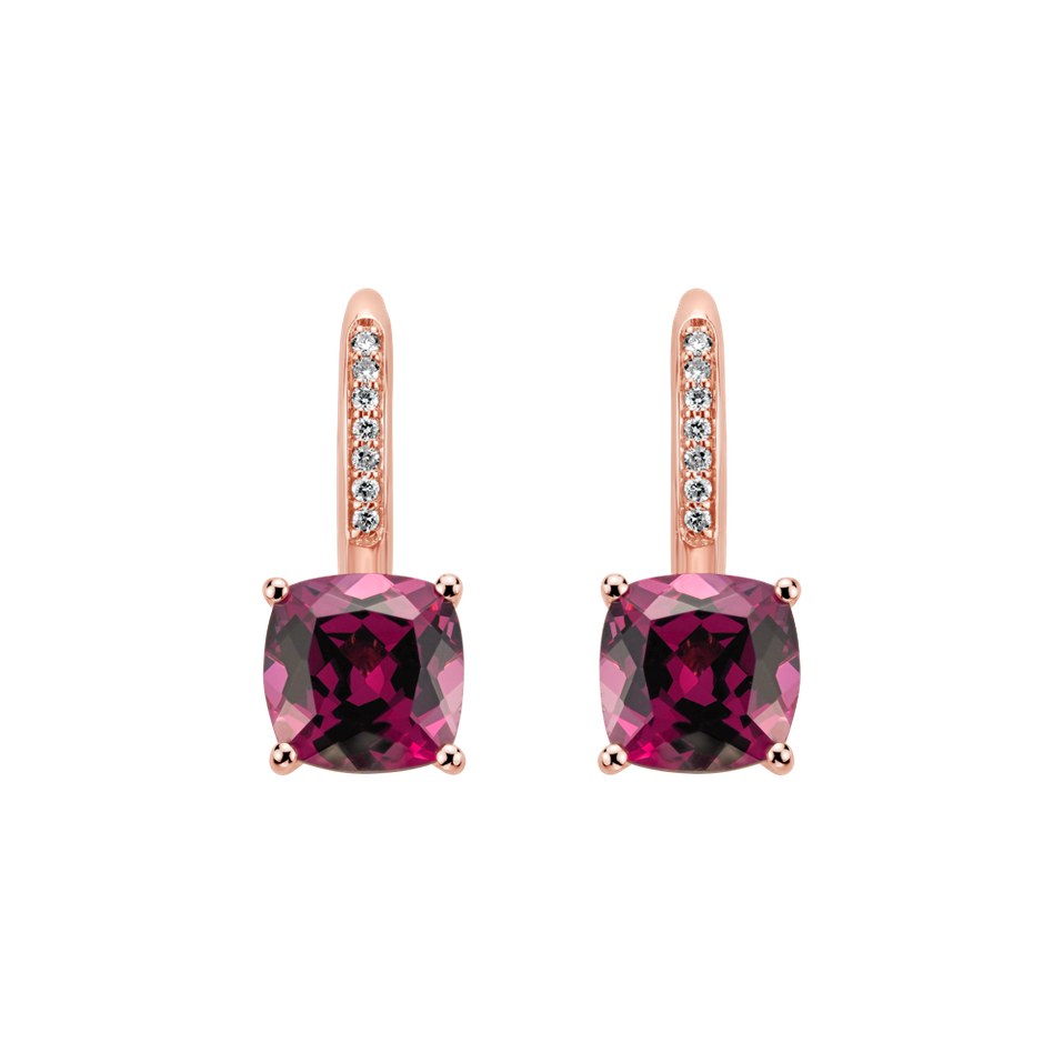 Diamond earrings with Rhodolite Calliope