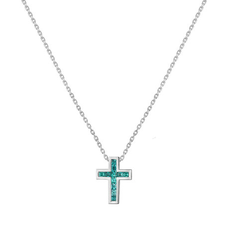 Necklace with Paraiba Cross Charm