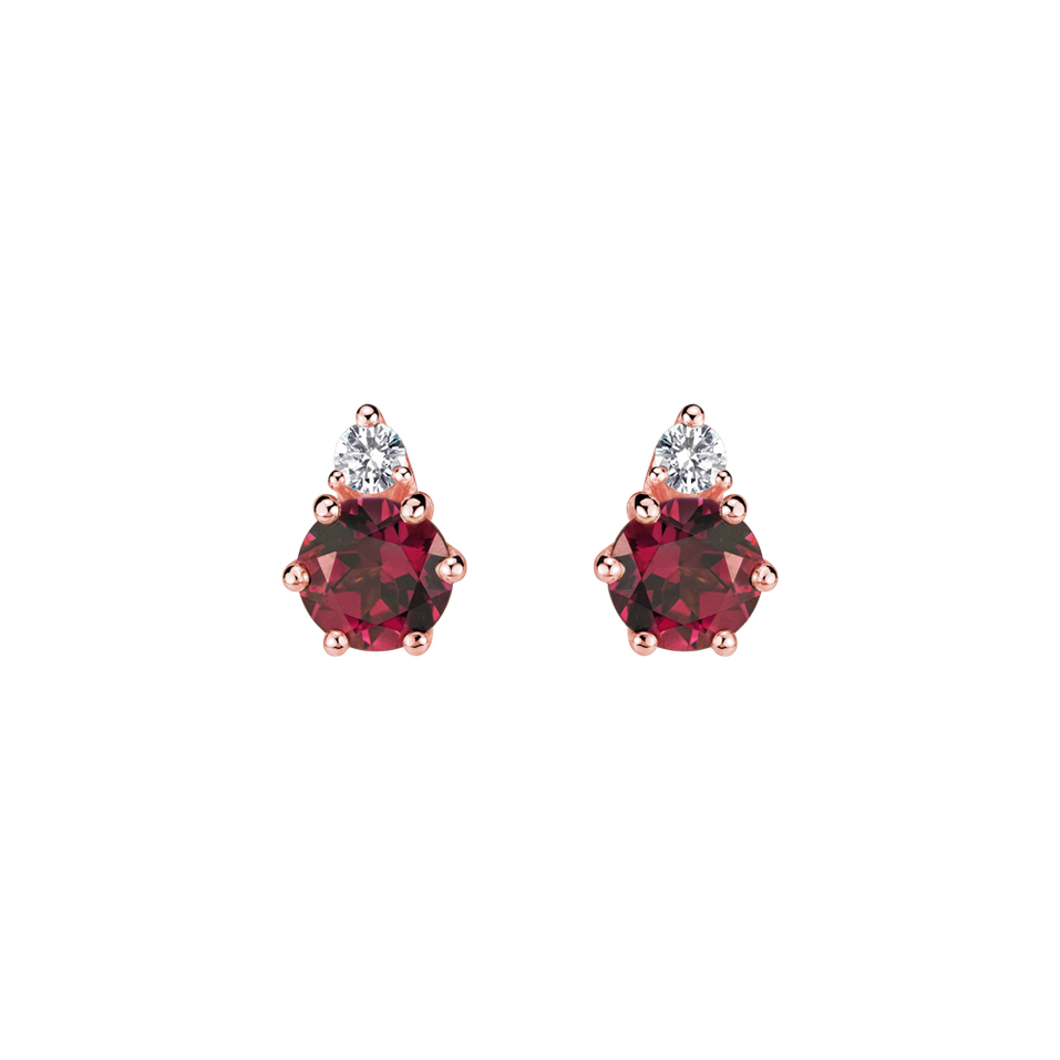 Diamond earrings with Rhodolite Lux