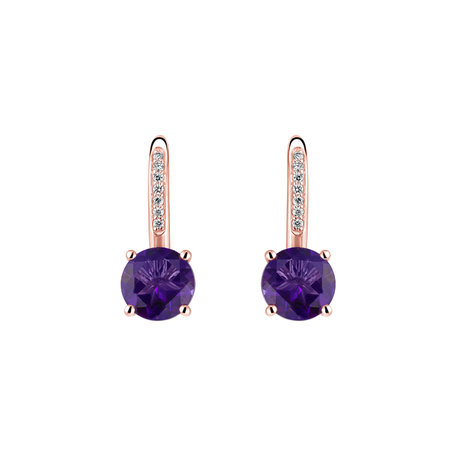 Diamond earrings with Amethyst Carlo