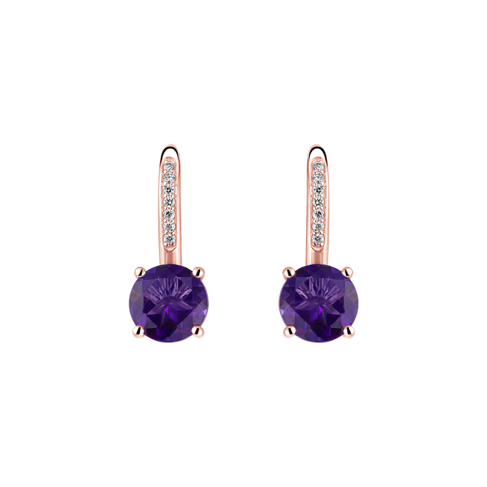 Diamond earrings with Amethyst Carlo