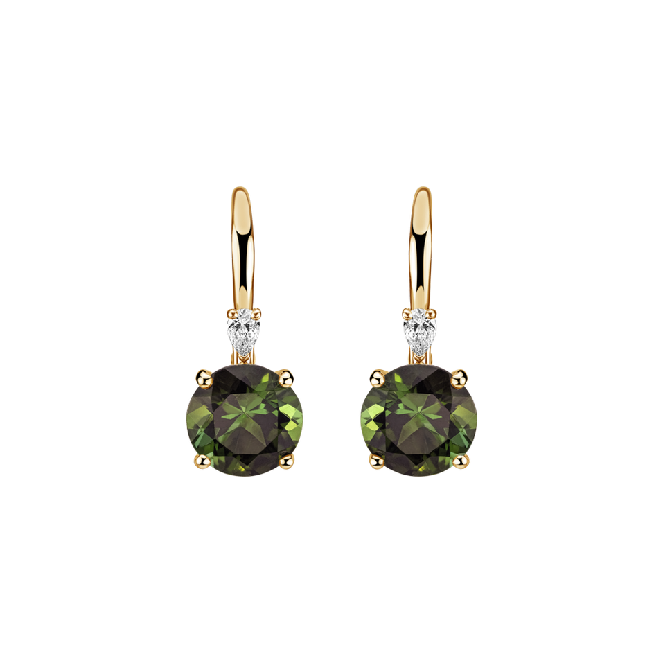 Diamond earrings with Tourmaline Noctir