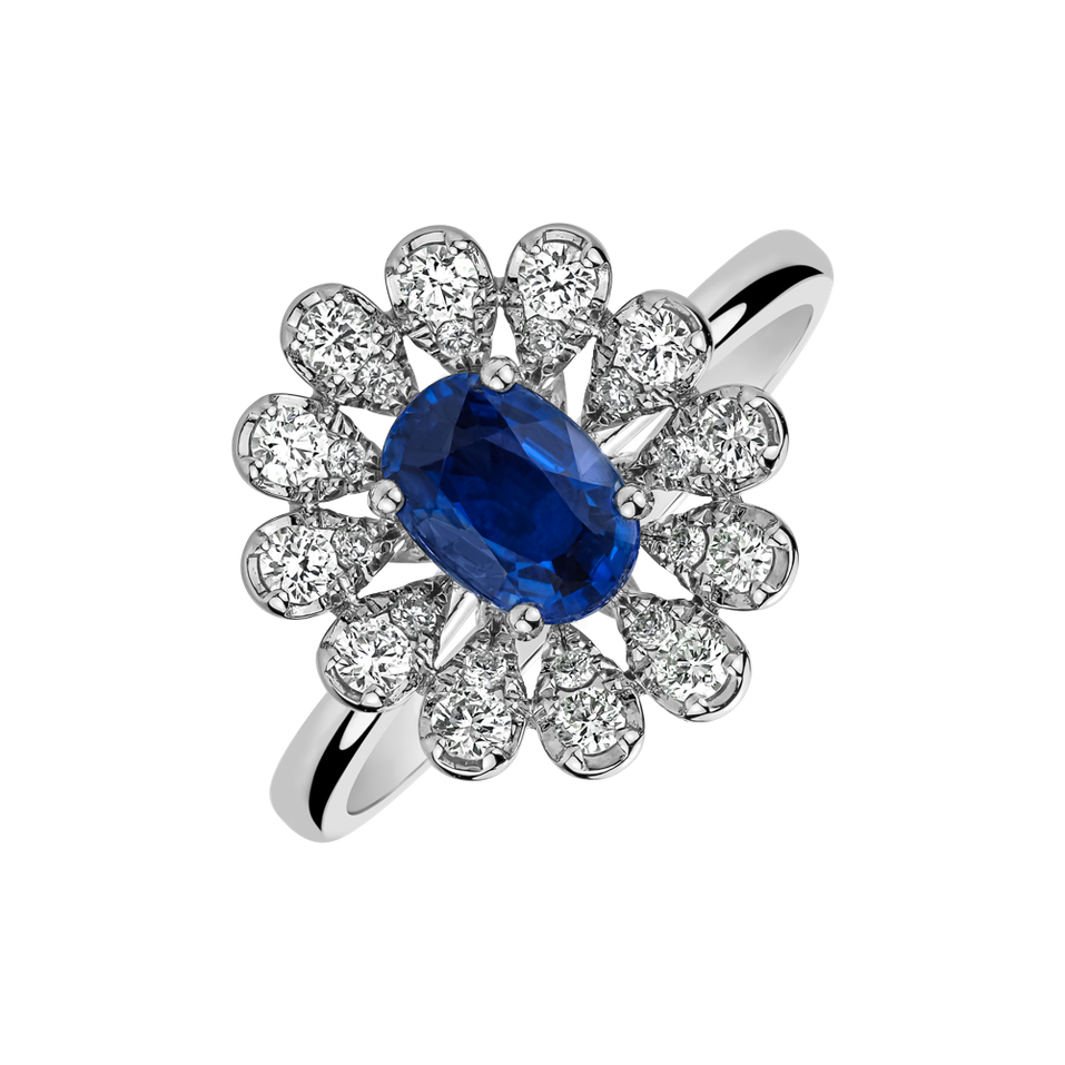 Diamond ring with Sapphire Floral Treasure