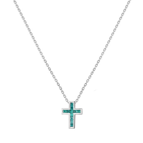 Necklace with Paraiba Cross Charm