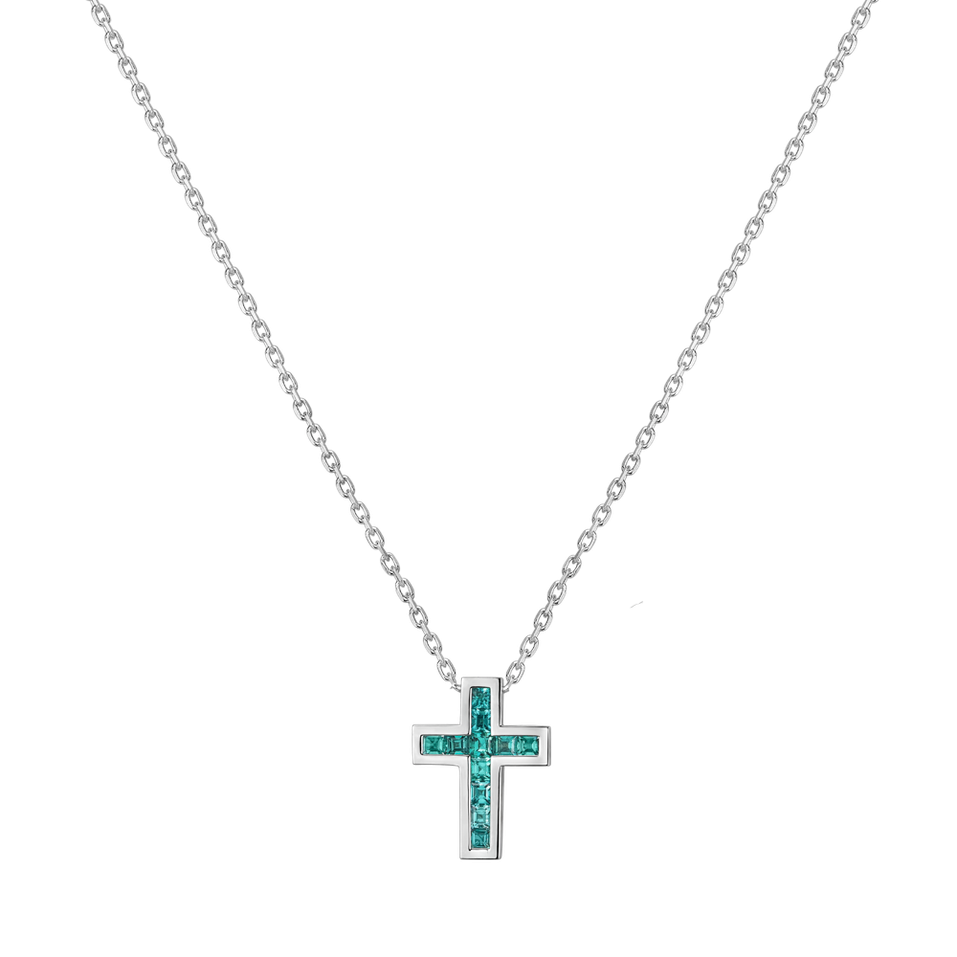 Necklace with Paraiba Cross Charm