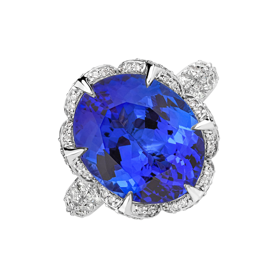 Diamond ring with Tanzanite Midnight Wave