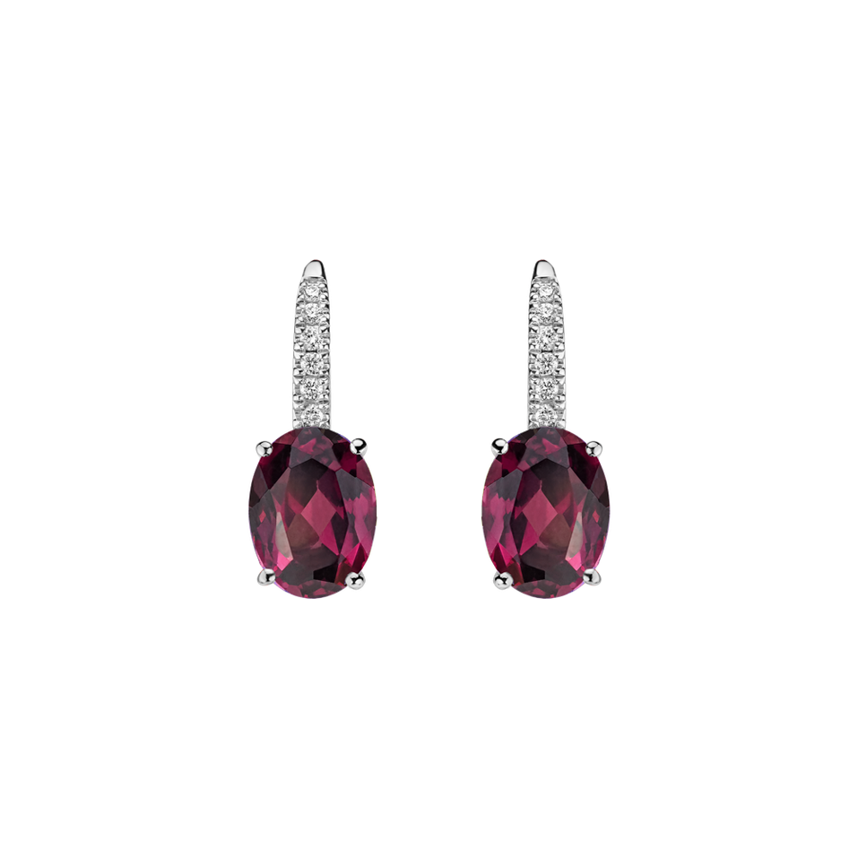 Diamond earrings with
 Rhodolite Iris Elegance