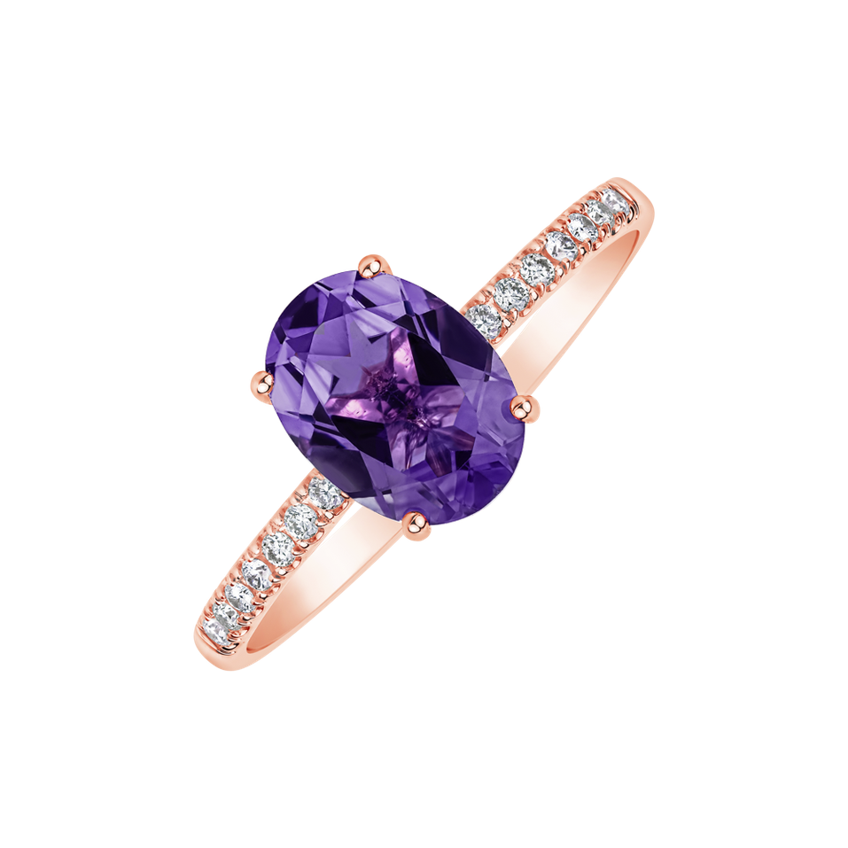 Diamond ring with Amethyste Touch of Shine