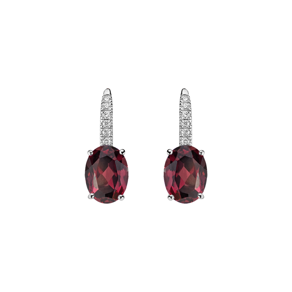 Diamond earrings with Rhodolite Niké Elegance