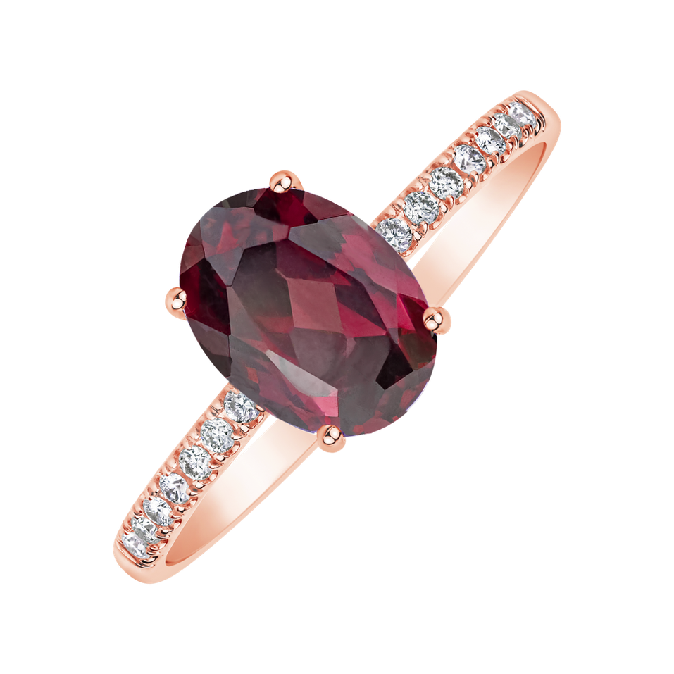 Diamond ring with Rhodolite Touch of Spark