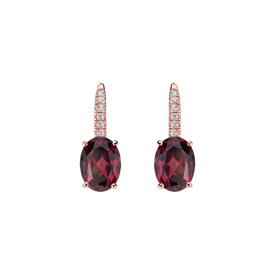 Diamond earrings with Rhodolith Niké Elegance