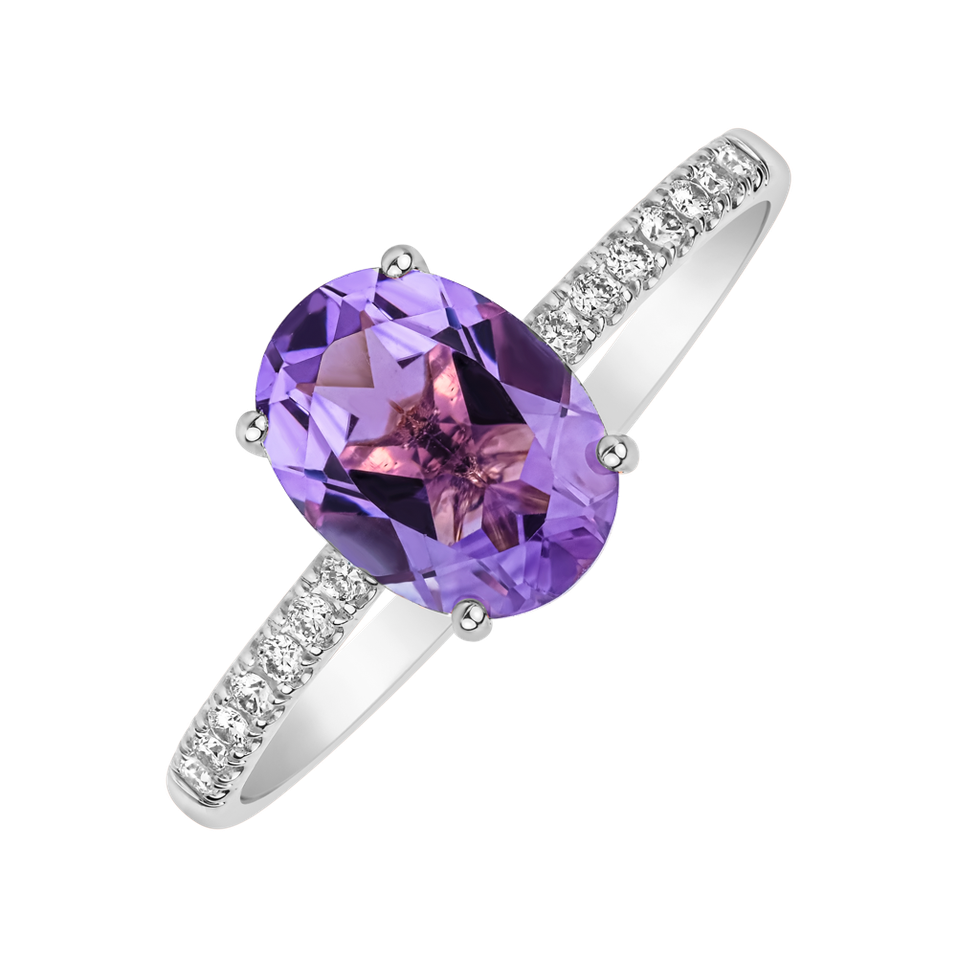 Diamond ring with Amethyst Touch of Spark