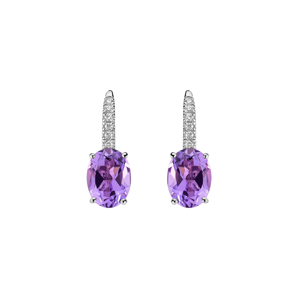 Diamond earrings with Amethyst Niké Elegance