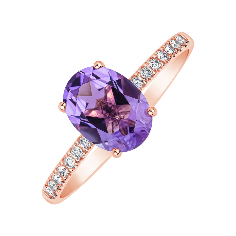 Diamond ring with Amethyste Touch of Spark