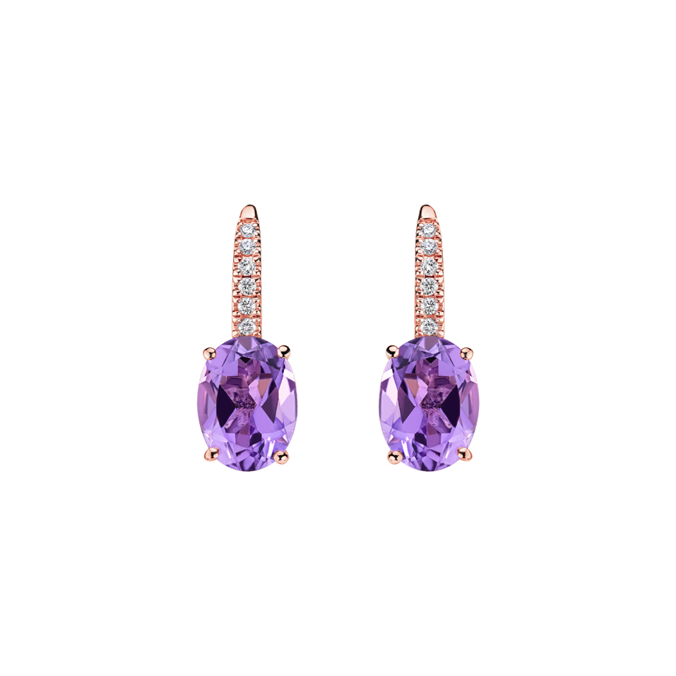 Diamond earrings with Amethyst Niké Elegance