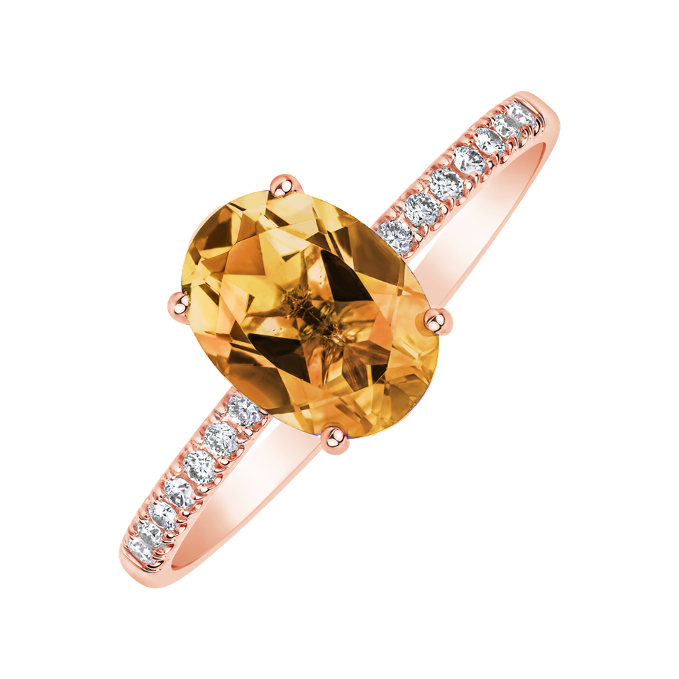 Diamond ring with Citrine Touch of Spark