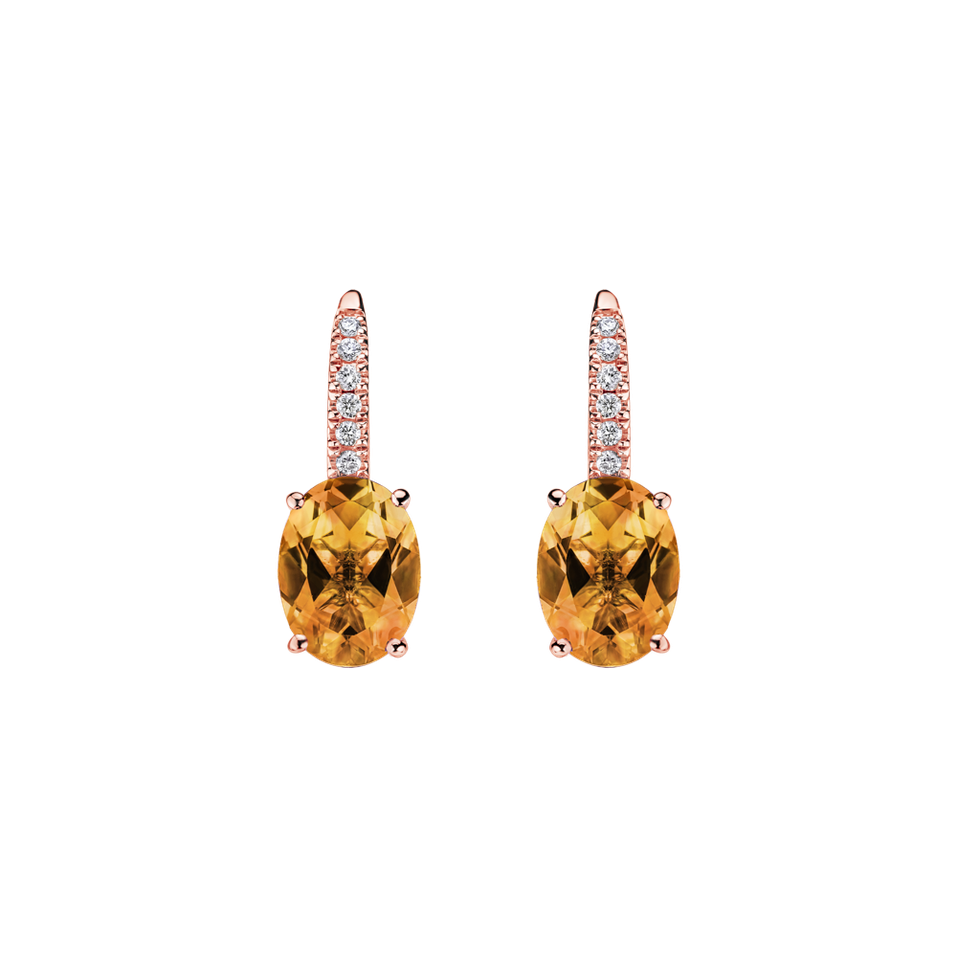 Diamond earrings with Citrine Niké Elegance