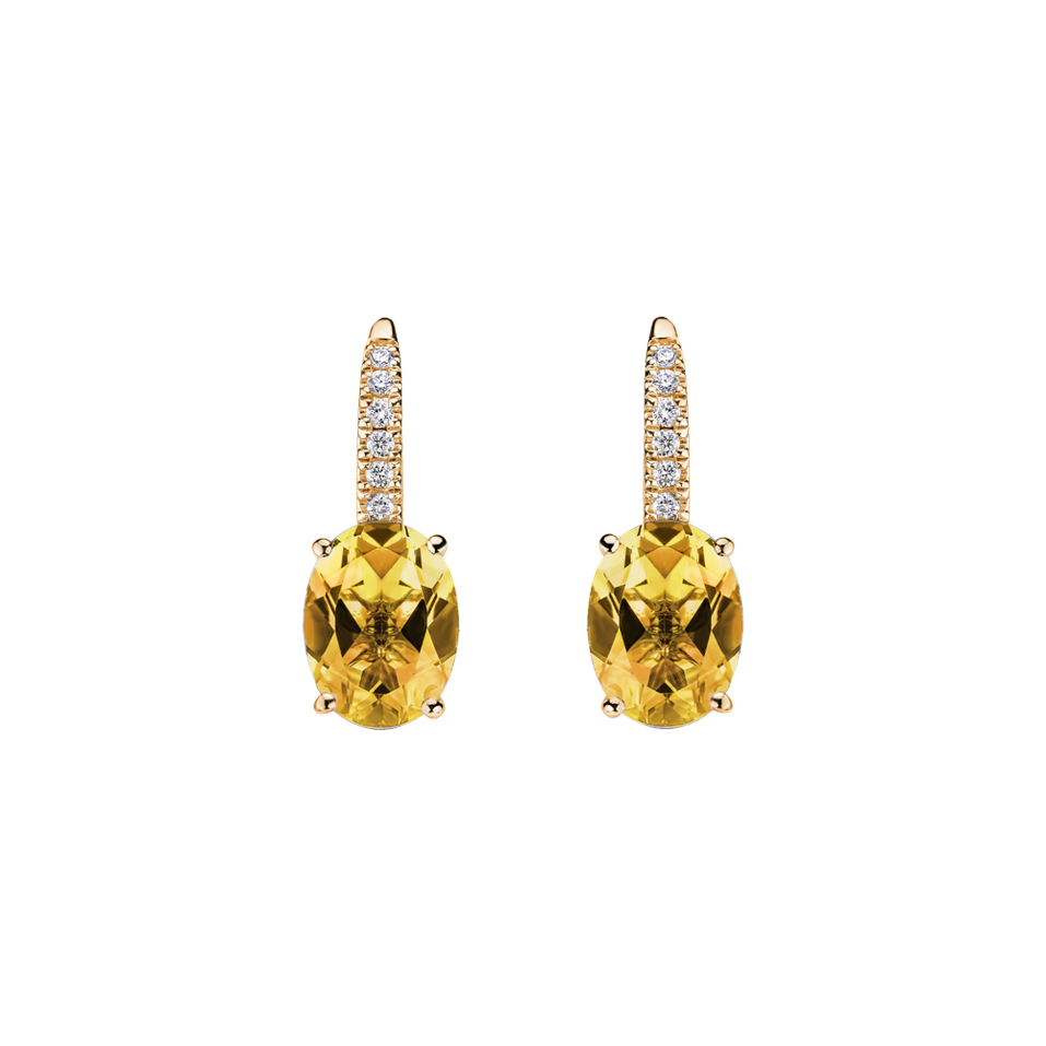 Diamond earrings with Citrine Niké Elegance