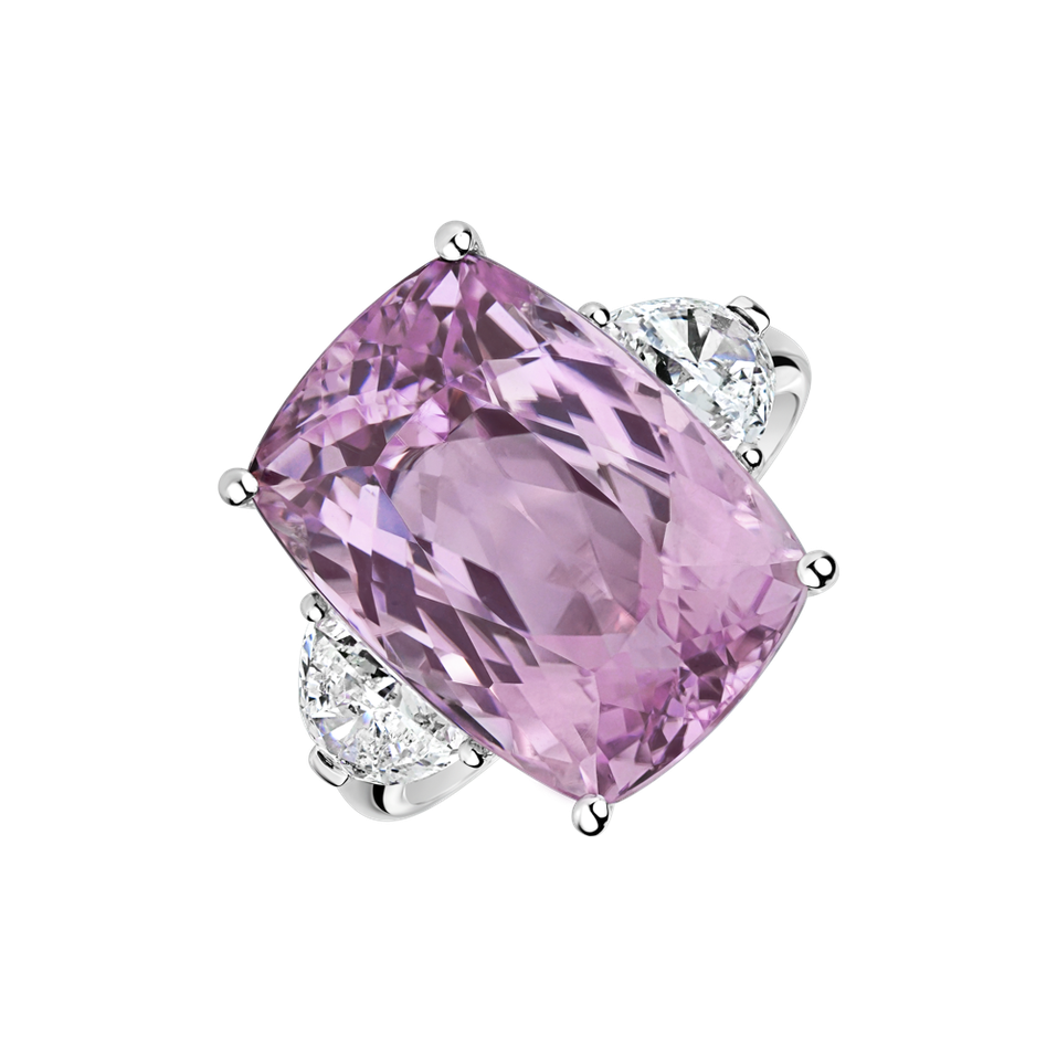 Diamond ring with Kunzite Violet Ophelia