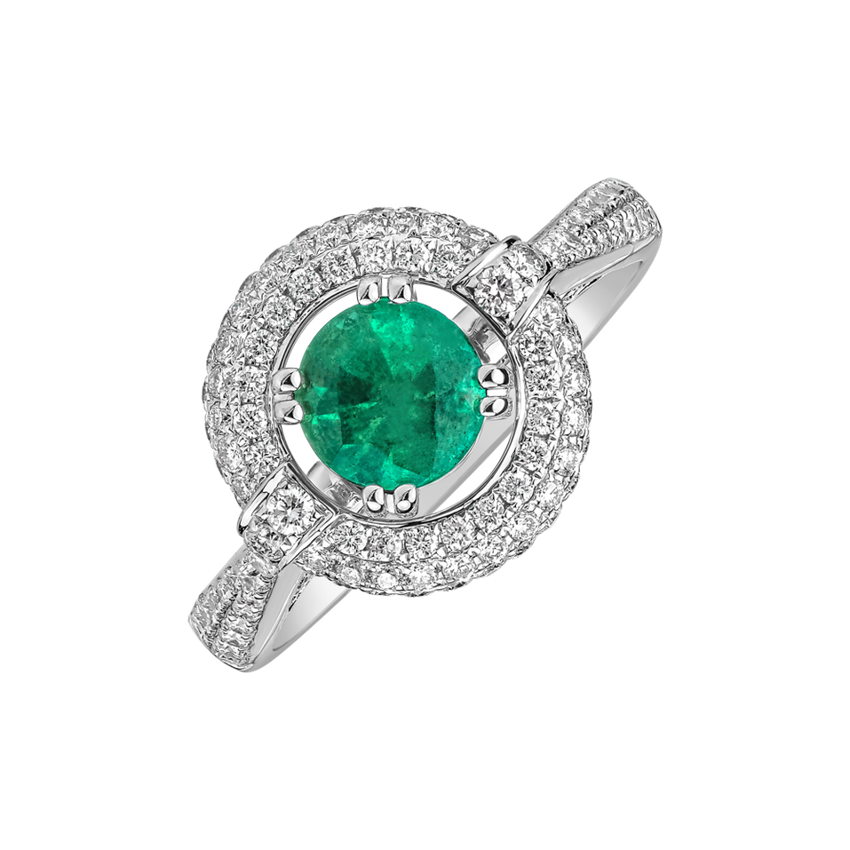 Diamond ring with Emerald Ilaria