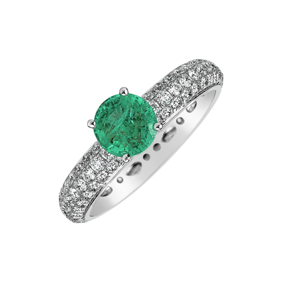 Diamond ring with Emerald Vilia