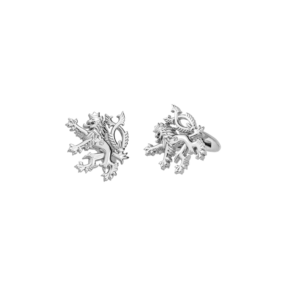 Diamond cufflinks Heraldic Lions