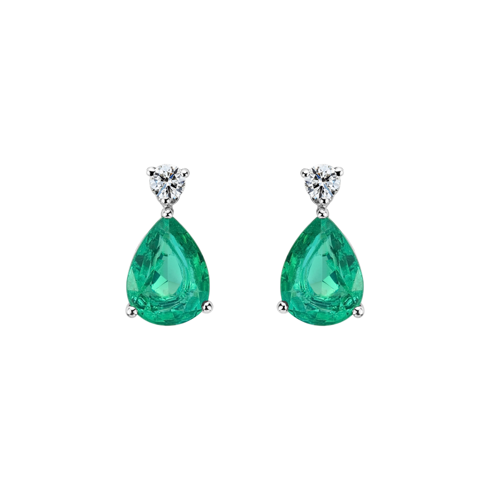 Diamond earrings with Emerald Galatea