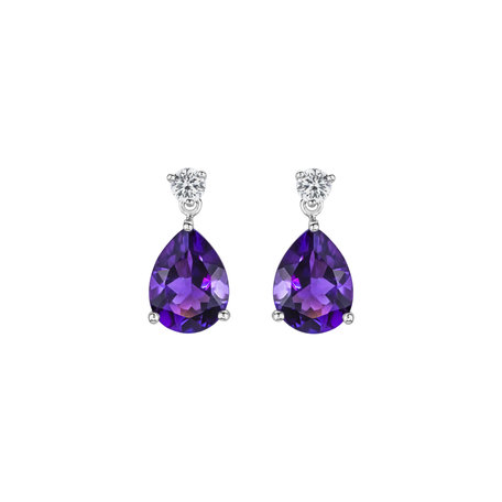 Diamond earrings with Amethyst Galatea